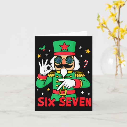 Funny Six Seven Meme Christmas Nutcracker Saying 6 Karte (Gelbe Blume)