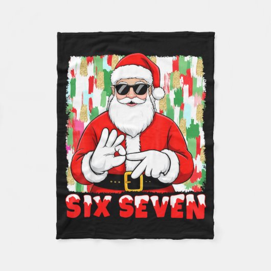 Funny Six Seven Meme Christmas Santa Saying 6 7 Bo Fleecedecke (Vorderseite)