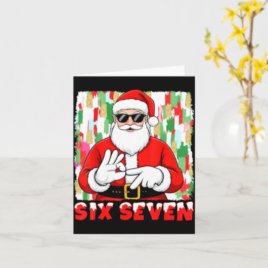 Funny Six Seven Meme Christmas Santa Saying 6 7 Bo Karte (Gelbe Blume)
