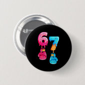 Funny Six Seven Meme Ice Cream Drip 67 Boxing  Button (Vorne & Hinten)