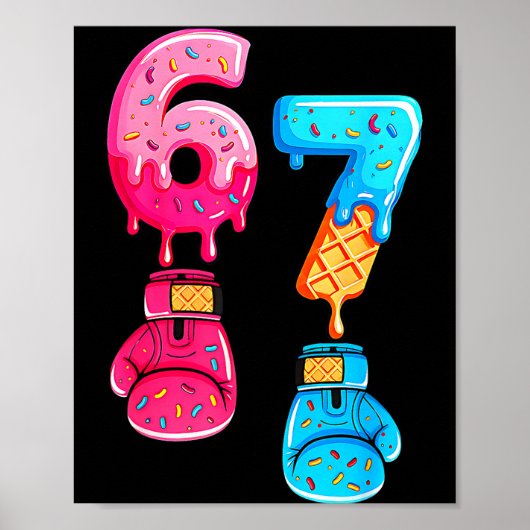 Funny Six Seven Meme Ice Cream Drip 67 Boxing Poster (Vorne)