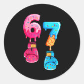 Funny Six Seven Meme Ice Cream Drip 67 Boxing Runder Aufkleber (Vorderseite)