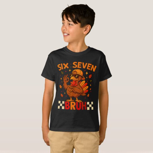 Funny Six Seven Meme Turkey Kids Bruh, 67 Thanksgi T-Shirt (Vorne ganz)