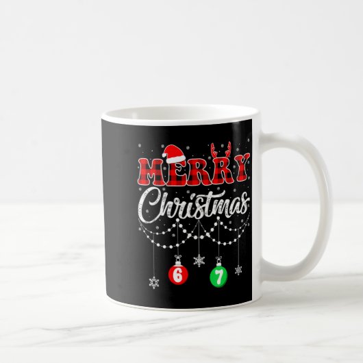 Funny Six Seven Merry Christmas Pajamas Red Plaid  Kaffeetasse (Rechts)