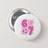 Funny Six Seven Soccer Valentines Day Men Women Ki Button (Vorne & Hinten)