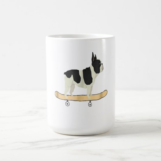 Funny Skateboard Französisch Bulldog Welpengeschen Kaffeetasse (Mittel)