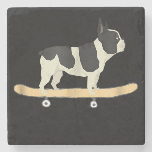 Funny Skateboard French Bulldog Puppy Steinuntersetzer