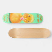 Funny Skateboard Happy Duck Custom Text und Farben (Horizontal)