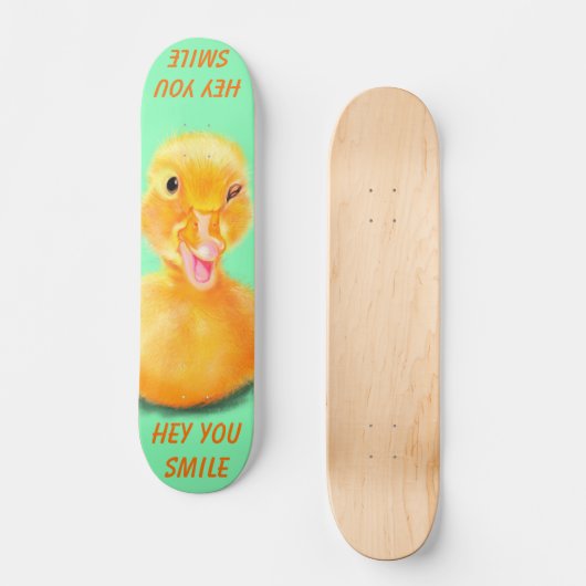 Funny Skateboard Happy Duck Custom Text und Farben (Vorderseite)