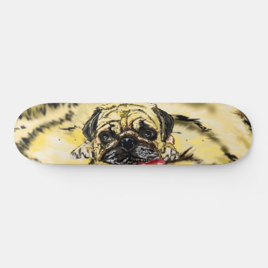 Funny SKateboard mit Mops Dog (Horizontal)
