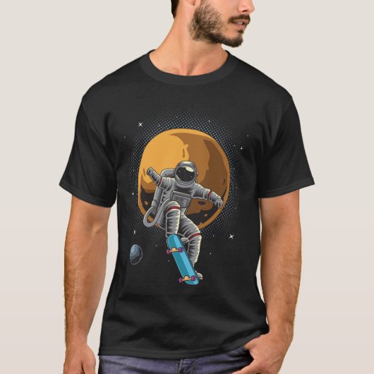 Funny Skateboarding Astronaut T - Shirt, Retro T-Shirt (Vorderseite)