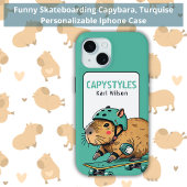 Funny Skateboarding Capybara Turquise Case-Mate iPhone Hülle
