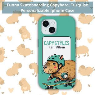 Funny Skateboarding Capybara Turquise Case-Mate iPhone Hülle
