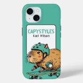 Funny Skateboarding Capybara Turquise Case-Mate iPhone Hülle (Rückseite)