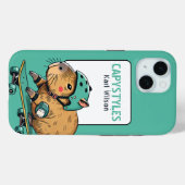 Funny Skateboarding Capybara Turquise Case-Mate iPhone Hülle (Rückseite (Horizontal))