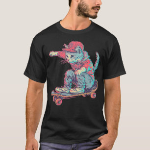 Funny Skateboarding Cat Player Frauen Männer Kinde T-Shirt