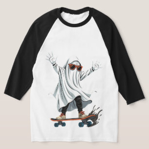 Funny Skateboarding Ghost Men's 3/4 Sleeve T - Shi T-Shirt