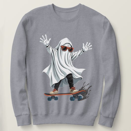 Funny Skateboarding Ghost Men's Sweatshirt (Design vorne)