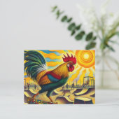 Funny Skateboarding Rooster Postkarte (Stehend Vorderseite)
