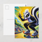 Funny Skateboarding Skunk Postkarte (Vorne/Hinten)