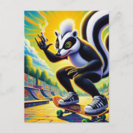 Funny Skateboarding Skunk Postkarte