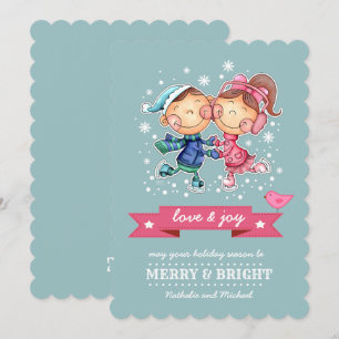 Funny Skaten Kids Custom Flat Christmas Card Feiertagskarte