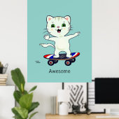 Funny Skater Tabby Cat Poster (Heimbüro)