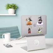 Funny Skeleton And Candy For Halloween Aufkleber (Laptop auf Schreibtisch)