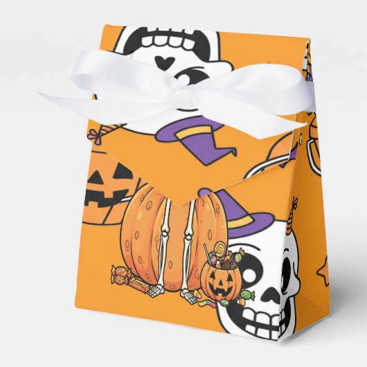 Funny Skeleton And Candy For Halloween Geschenkschachtel (Vorderseite)