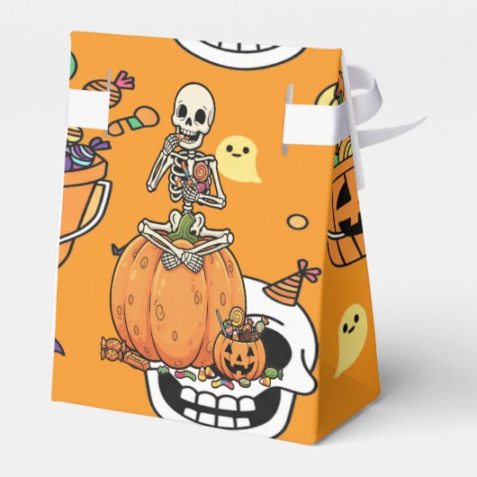 Funny Skeleton And Candy For Halloween Geschenkschachtel (Rückseite)
