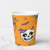 Funny Skeleton And Candy For Halloween Pappbecher (Rückseite)