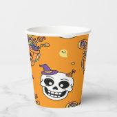 Funny Skeleton And Candy For Halloween Pappbecher (Vorderseite)