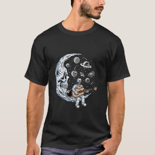 Funny Skeleton Astronaut spielt Gitarre Rock Music T-Shirt