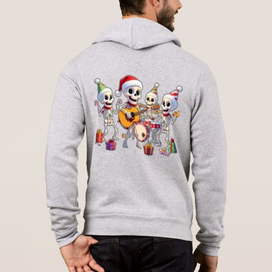 Funny Skeleton Band Christmas & New Year – 3D Cart Hoodie (Rückseite)