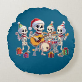 Funny Skeleton Band Christmas & New Year – 3D Cart Rundes Kissen