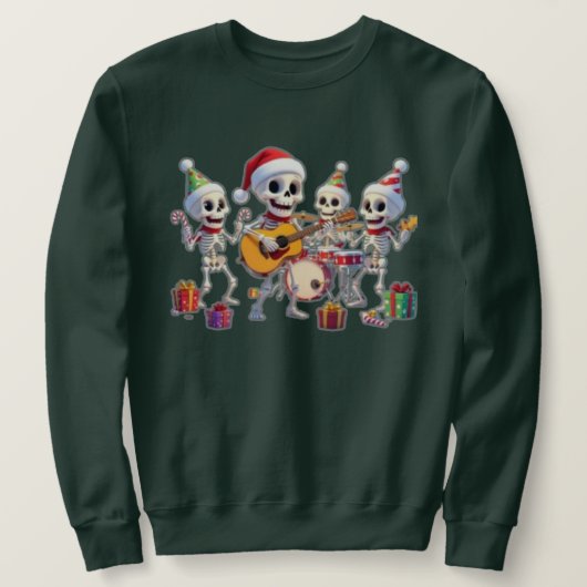 Funny Skeleton Band Christmas & New Year – 3D Cart Sweatshirt (Design vorne)