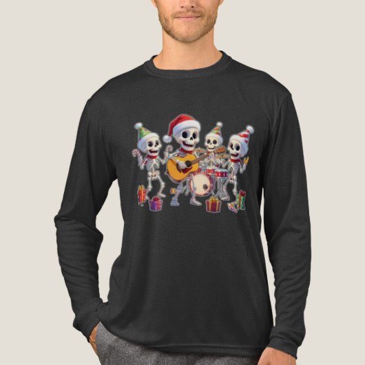 Funny Skeleton Band Christmas & New Year – 3D Cart Tri-Blend Shirt (Vorderseite)