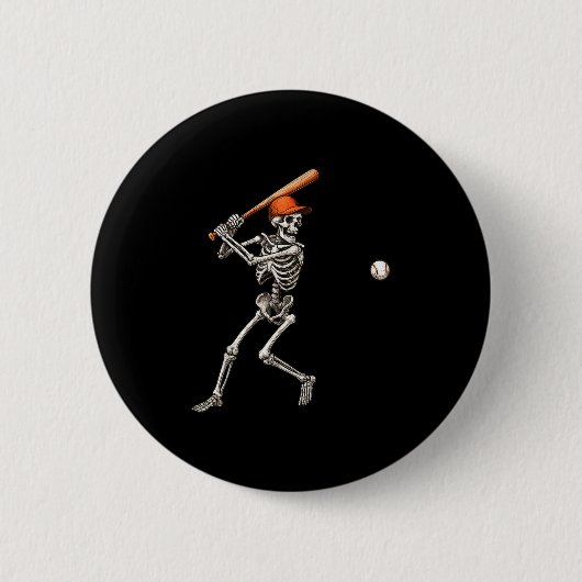 Funny Skeleton Batch Baseball Player Men Boys Ha Button (Vorderseite)