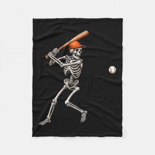 Funny Skeleton Batch Baseball Player Men Boys Ha Fleecedecke (Vorderseite)