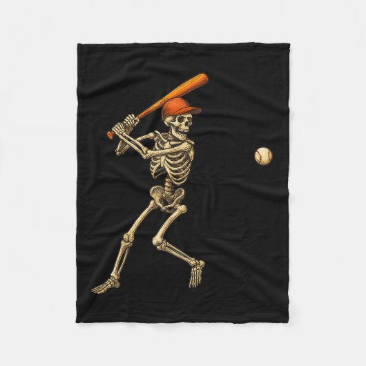 Funny Skeleton Batch Baseball Player Men Boys Ha Fleecedecke (Vorderseite)