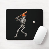 Funny Skeleton Batch Baseball Player Men Boys Ha Mousepad (Mit Mouse)