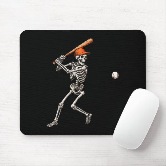 Funny Skeleton Batch Baseball Player Men Boys Ha Mousepad (Mit Mouse)
