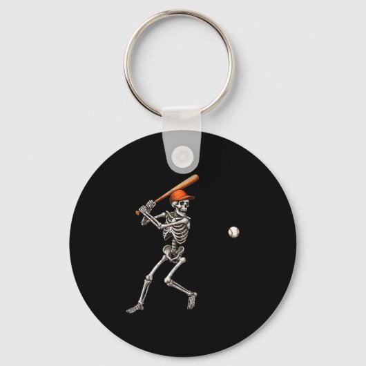 Funny Skeleton Batch Baseball Player Men Boys Ha Schlüsselanhänger (Vorderseite)
