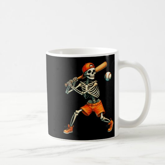 Funny Skeleton Batting Baseball Halloween Boys Men Kaffeetasse (Rechts)