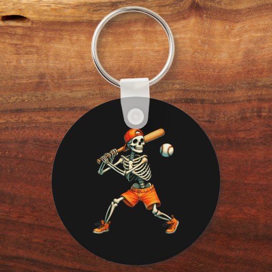 Funny Skeleton Batting Baseball Halloween Boys Men Schlüsselanhänger (Vorderseite)