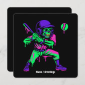 Funny Skeleton Batting Ice Cream Tropfen Baseball Einladung (Vorne/Hinten)