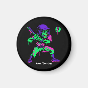 Funny Skeleton Batting Ice Cream Tropfen Baseball Magnet