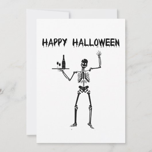 Funny Skeleton Black & White Halloween-Party Einladung (Rückseite)