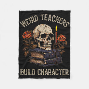 Funny Skeleton Book Floral Skull Halloween Lehrer Fleecedecke