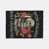 Funny Skeleton Book Floral Skull Halloween Lehrer Fleecedecke (Vorderseite (Horizontal))